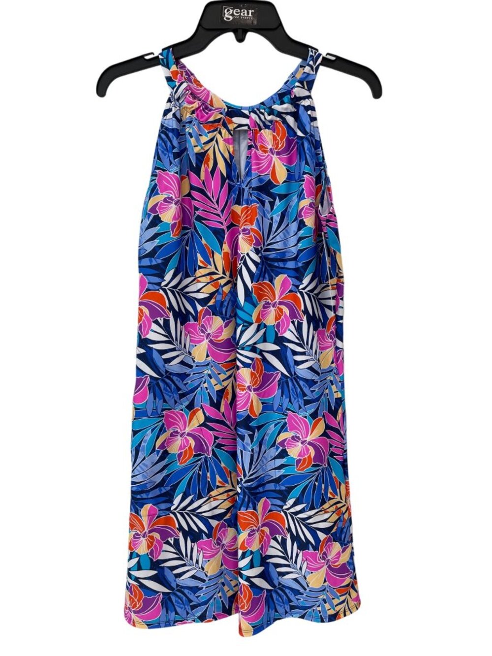 Southwind Charleston Tropical Leaf Golf Dress Womens Small UFP 50 Blue Pink